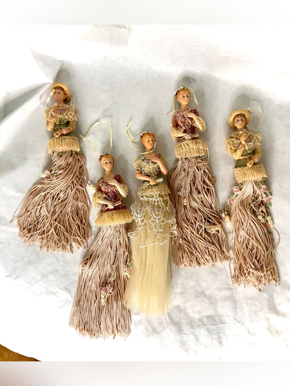 Porcelain Victorian Lady Christmas Ornaments ( Set Of 5) - Picture 1 of 16